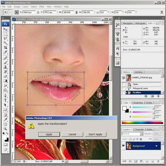 As in <b>Photoshop</b> enlarge <strong>lips</strong>