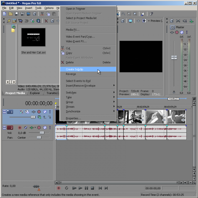 As in Sony Vegas to split the video