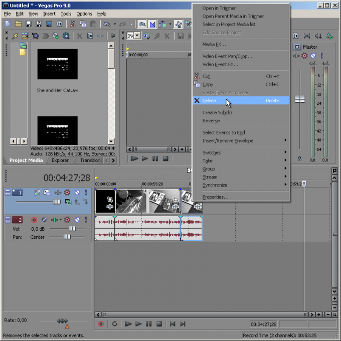 As in Sony Vegas to split the video