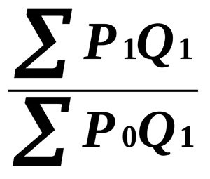 The formula for calculating the Paasche index (GDP deflator)