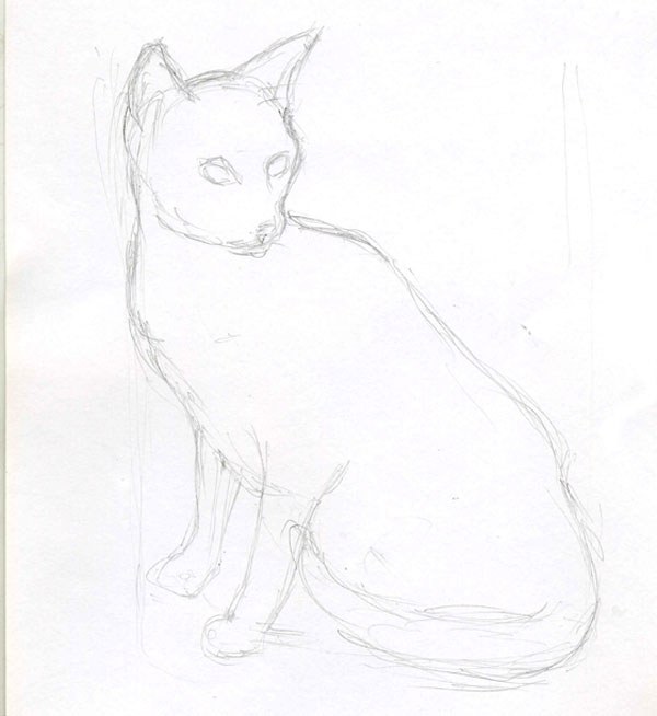 Как нарисовать сидящую <strong>кошку</strong>