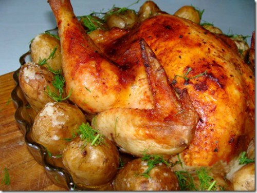 How delicious to cook the chicken with potatoes in the oven