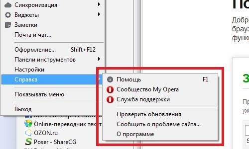 Opera написать в техподдержку