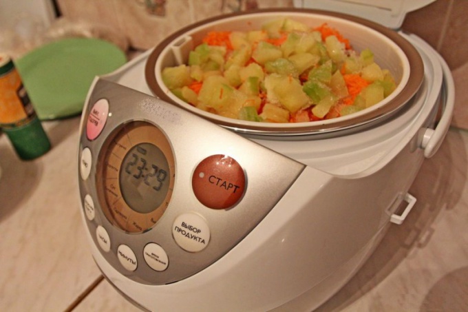 Vegetable stew with beef in a slow cooker