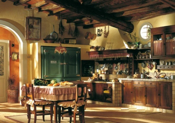 The cozy interior in country style