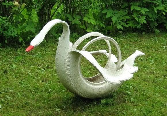 Лебеди из шин: как сделать