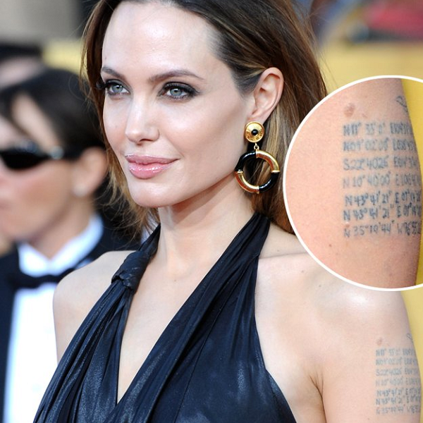 Что означают татуировки на левом плече Анжелины Джоли