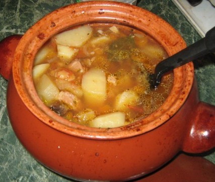 Рецепт густого супа в горшочке