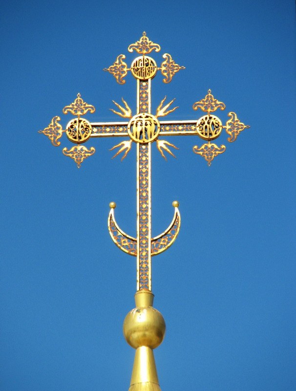 What does the Crescent on the crosses of churches