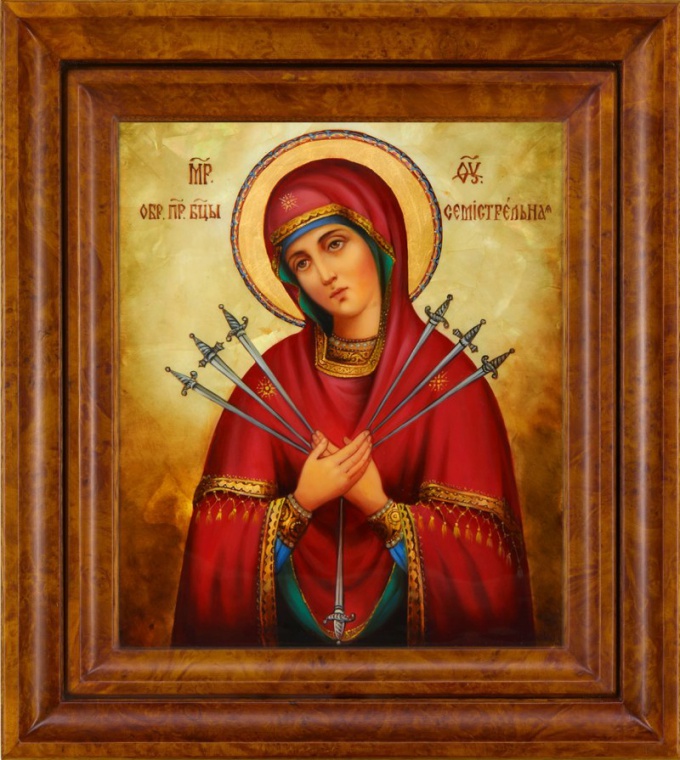 What do the 7 of swords in the icon of the mother of God