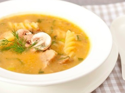 Тыквенно-грибной суп с фузилли
