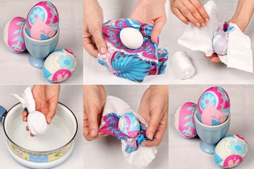 Как украсить яйца с помощью ткани