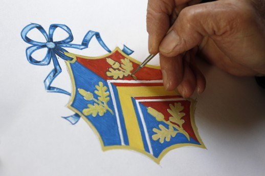 Draw the coat of arms manually you can get help from familiar artists