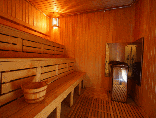 The paneling in the steam room