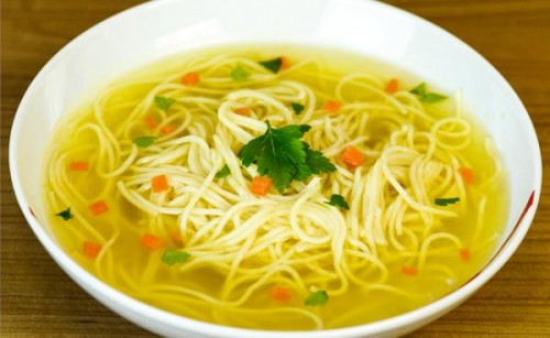 Chicken broth with noodles