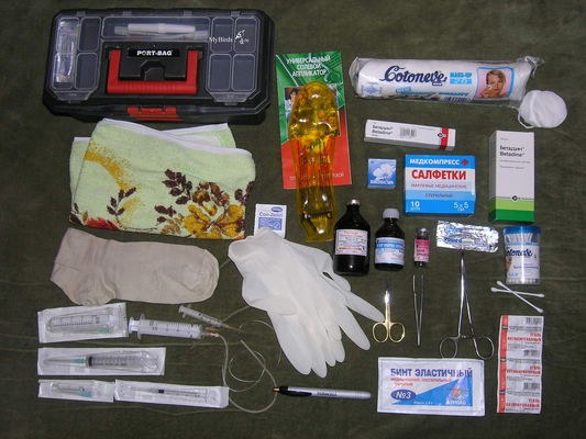 What should be in the first aid kit? 