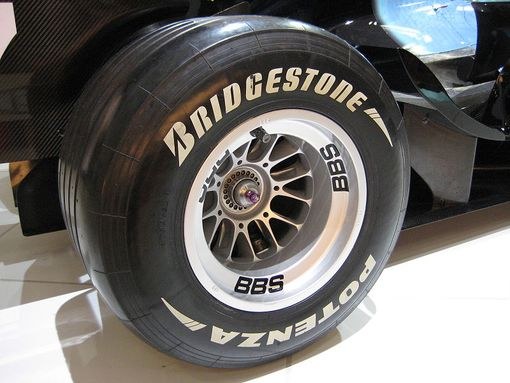 Tyre Bridgestone on the car of Formula 1