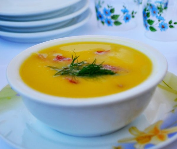 Овощной суп-пюре с ветчиной