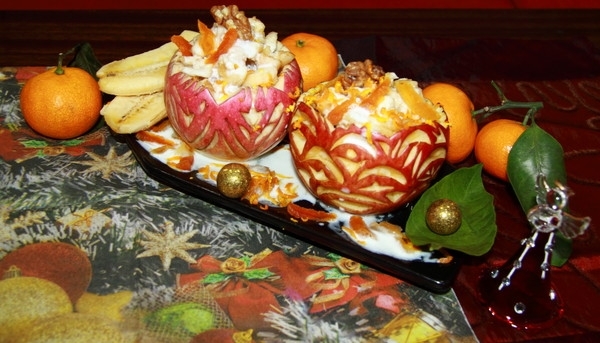 Яблочно-ореховый десерт в баночках