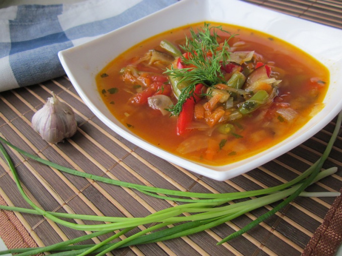 Грибной суп с красной фасолью
