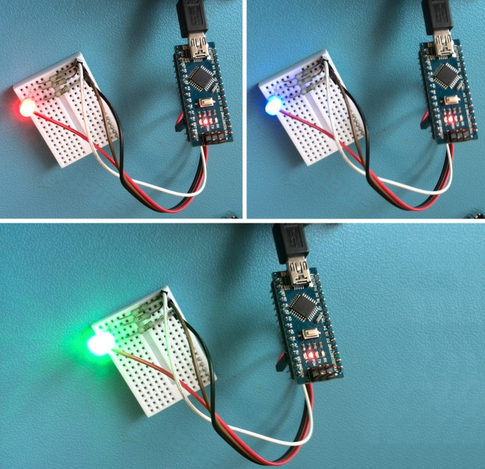 Flashing RGB led in action