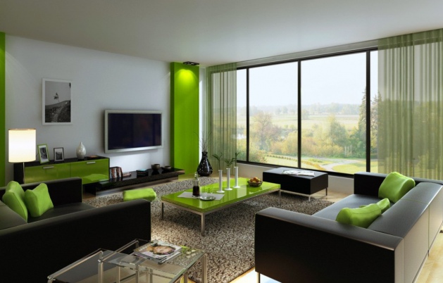 Зеленый цвет в интерьере квартиры