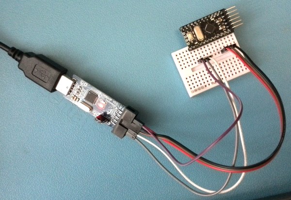 Connection of the programmer with the Arduino Pro Mini