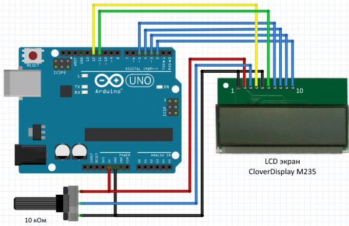 Схема подключения LCD экрана Clover M235