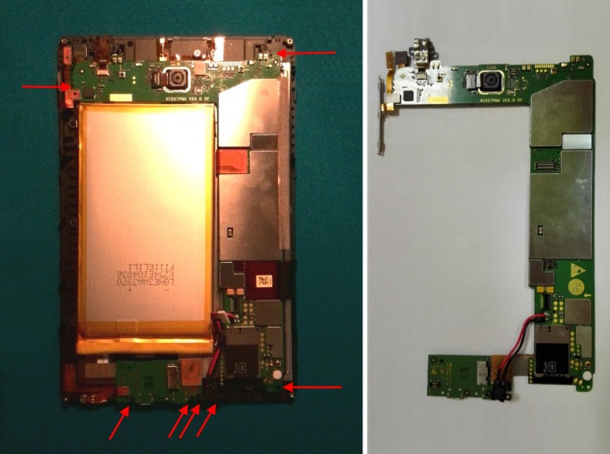 Remove the motherboard of the tablet Huawei MediaPad S7