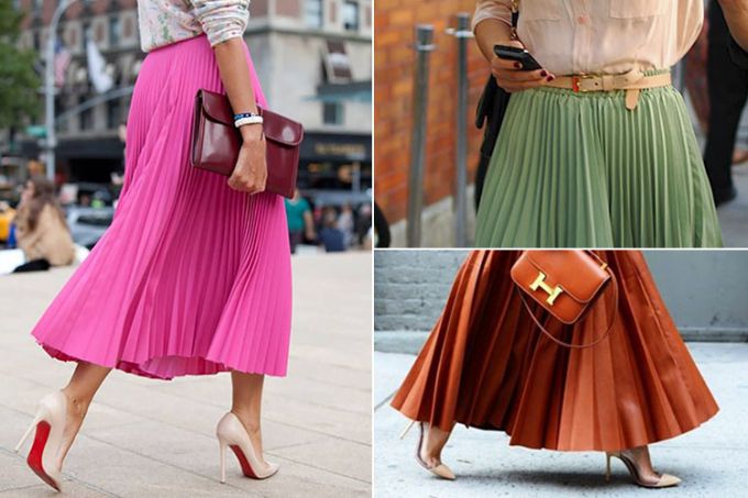 What combination of skirt-pleated