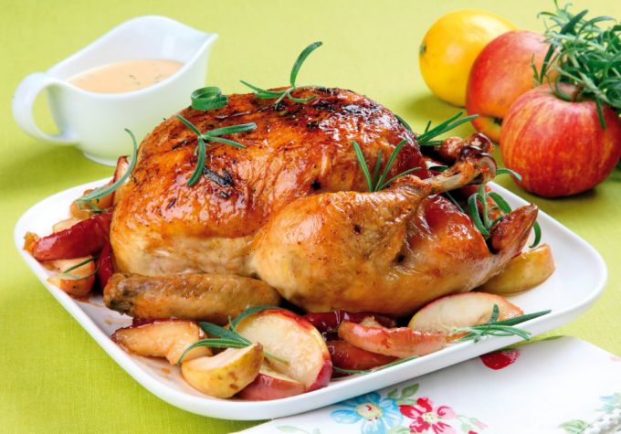 Baked with oranges and ginger chicken