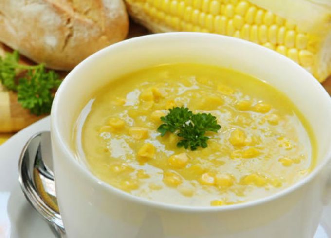 Corn soup with mushrooms