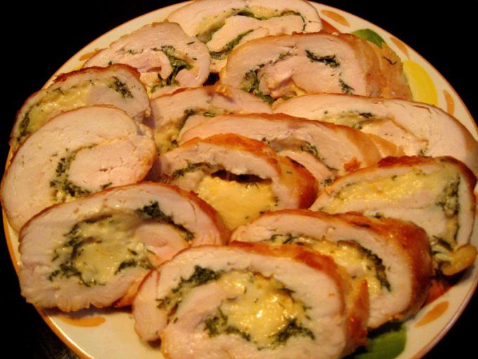 Chicken roulade stuffed with Parmesan and Apple