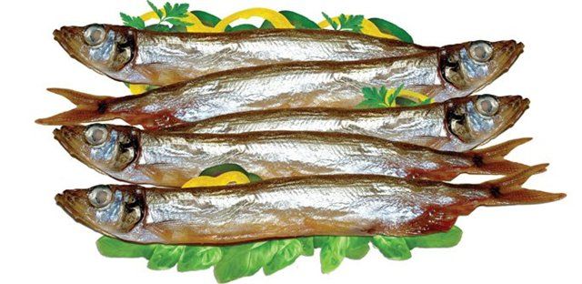 Braised with onions capelin