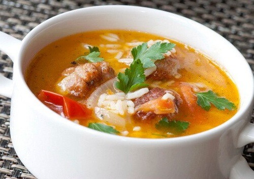 Как сварить суп с бастурмой и двумя видами риса