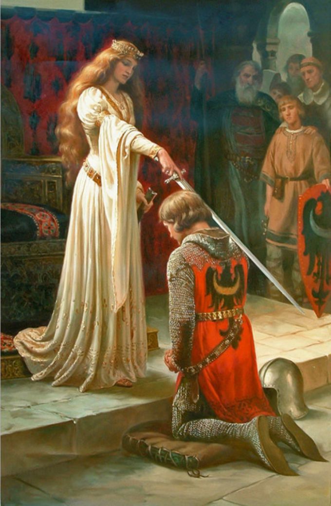 Посвящение в рыцари Ричарда Львиное Сердце его матерью Алиенорой Аквитанской.